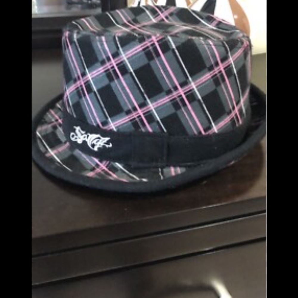 Stylish Black and Pink Plaid Fedora